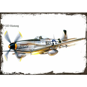 Ahşap Tablo Caça P 51 Mustang Uçak