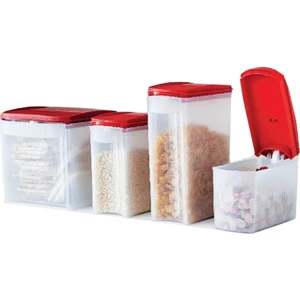 Oval Dizayn 4 Lü Set (Kırmızı Kapak)