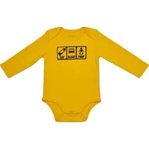 Popique Organics Eat Sleep Poop Uzun Kollu Sarı Organik Body