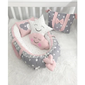 Jaju Baby Gri Minik Ve Büyük Yıldız Desenli Babynest Seti