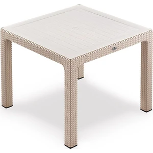 Classi 90G Rattan 90 Cm Kare Camli Masa - Kapoçino