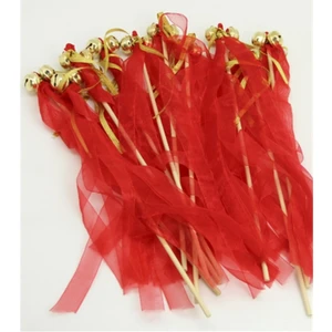 Zilli Çubuk 10 Adet Kurdeleli Zilli Çubuk Kına Gecesi Nedime Zili Kırmızı