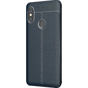 Xiaomi Redmi Note 5 Pro Kılıf Deri Dokulu Silikon Lacivert