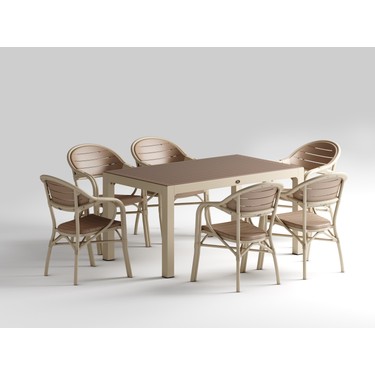 Novussi Bamboo 6'Lı Camlı Set Cappucino - Çöl Kahvesi Fiyatı