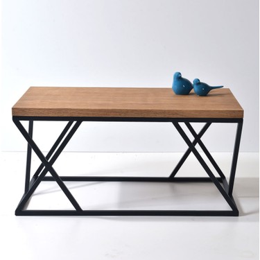 Ahsap Sokagi Colgio Metal Ayakli Ahsap Kaplama Orta Sehpa Fiyati