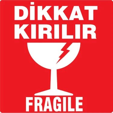 Turuncu Dikkat Kırılır Etiketi 10x10 cm 500'lü