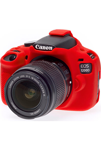 Easycover Canon 1200D Silikon Kılıf + Ekran Koruyucu (Kırmızı)
