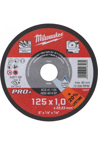 Milwaukee SCS41 İnox Metal Kesme Diski 115*1*22 mm