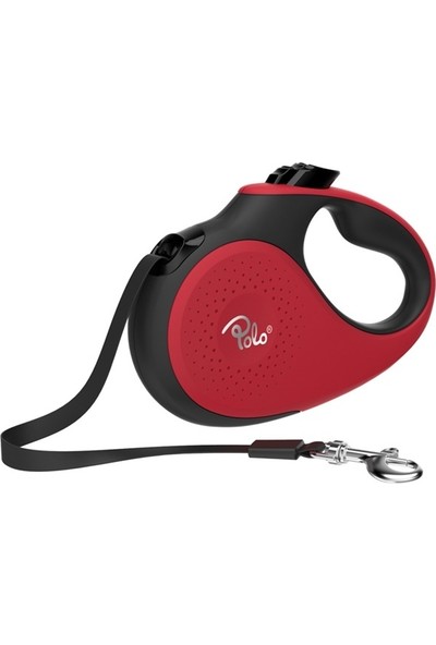 Polo Prestige Makaralı Otomatik Tasma M 5 Metre - 20 Kg Kırmızı-Siyah