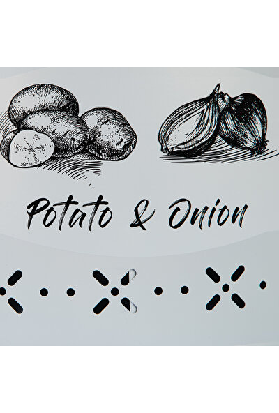 Evstyle Metal Bölmeli Patates Soğan Saklama Kabı Mat Beyaz