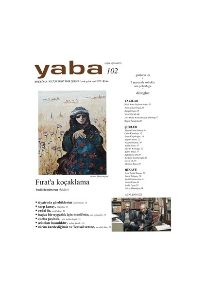 Yaba Edebiyat Dergisi Sayı: 102 /Ocak-Şubat-Mart 2017