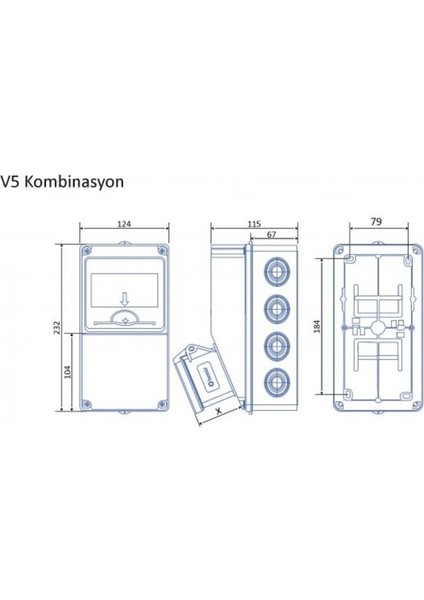 V5 Prizsiz Kombinasyon Kutusu Otomat Raylı 1 Klemens Ip44