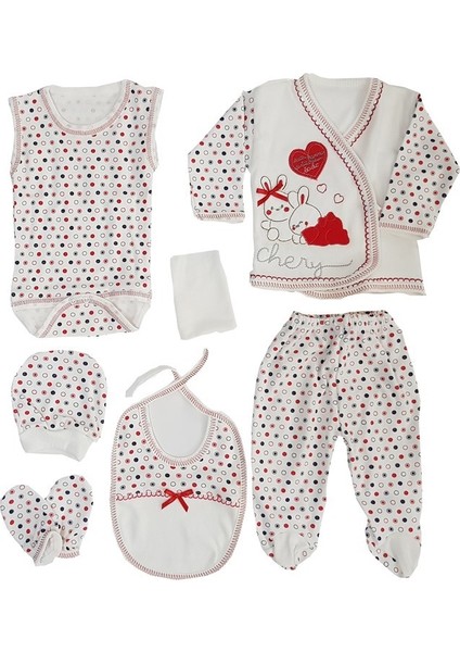 Webombinoo 7'li Kırmızı Kız Bebek Tavşanlı Hastane Çıkışı Seti