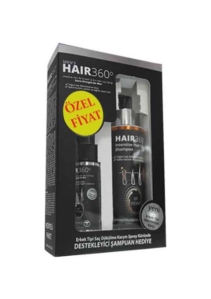 Men Sprey 50ml + Hair 360 İntensive Hair Loss Şampuan 200ml Hediye