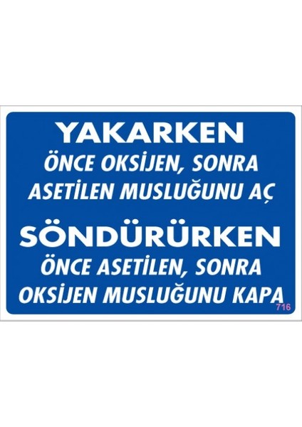 Uyarı Levhaları ''Yakarken ……….. Söndürürken ………...'' Pvc 25*35