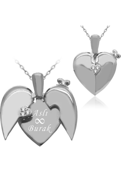 Kalbimin Sahibi İsimli Beyaz Gümüş Kolye