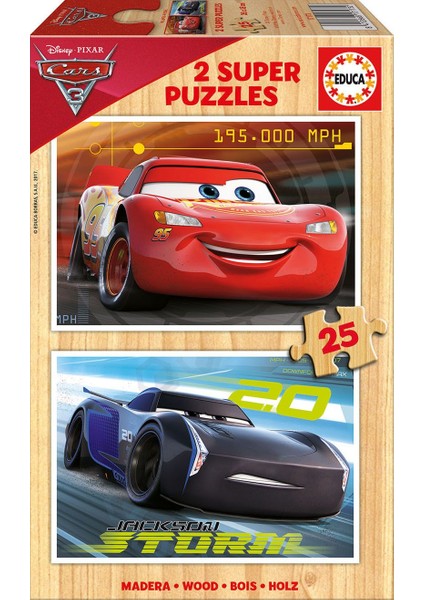 17173 - 2x25 Parça Cars 3 Ahşap Çocuk Puzzle