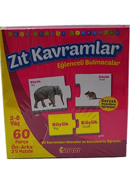 Diy - Toy Eğlenceli Zıt Kavramlar 60 Parça Çift Taraflı Puzzle