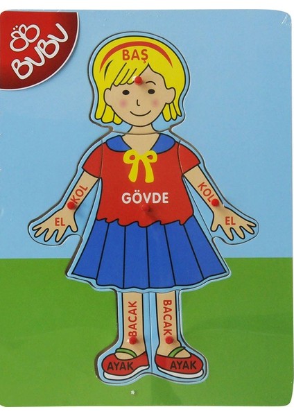 Ahşap Puzzle Vücudumuzu Öğreniyoruz Kız 6 Parça