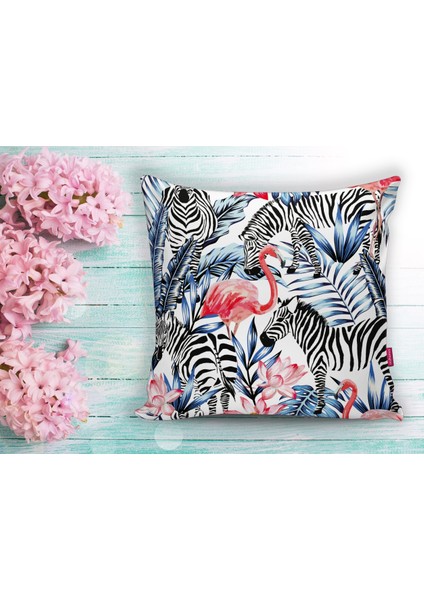 Flamingo Temalı Dijital Baskılı Yastık Kırlent Kılıfı