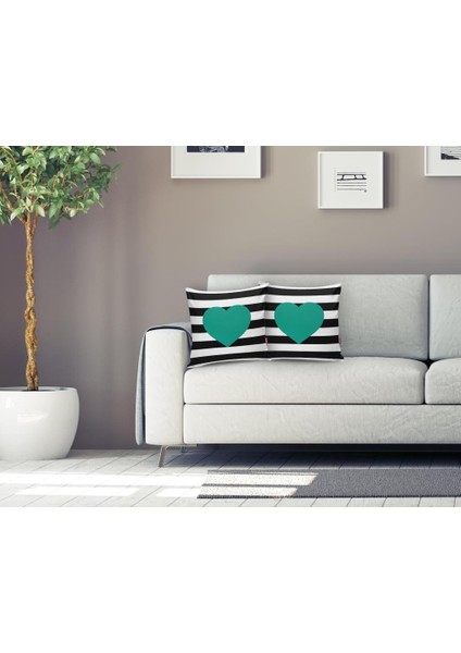 Modern Kalp Desenli Dijital Baskılı Dekoratif Yastık Kırlent Kılı modelleri