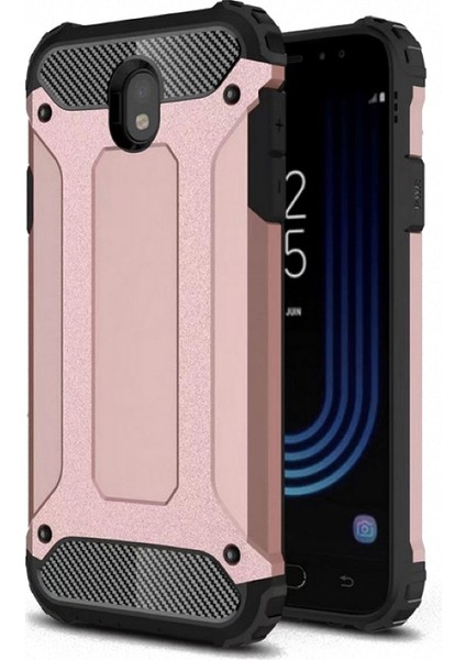 Case 4U Samsung Galaxy J330 Kılıf Çift Katmanlı Tank Armor Koruyucu Kapak - Rose Gold