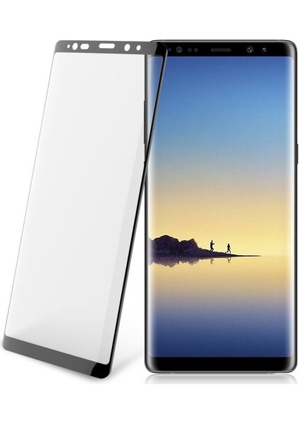 Samsung Galaxy Note 8 Tam Kaplayan Tamperli Cam Ekran Koruyucu Curved Kırılmaz Kenar Siyah
