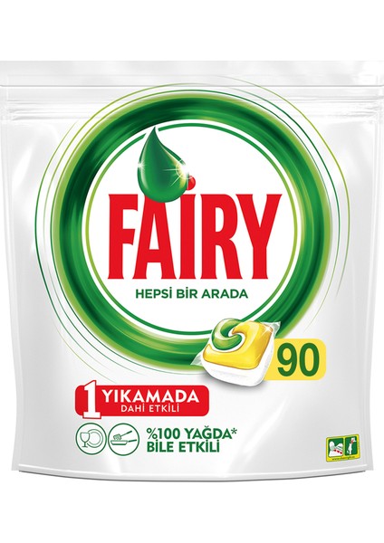 Hepsi Bir Arada 90 Yıkama Bulaşık Makinesi Deterjanı Kapsülü Limon Kokulu