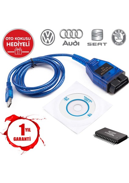 KKL VAG COM 409.1 AUDI Seat VW Araç Tespit Teşhis USB Kablo Tarayıcı CH340 Çipsetli