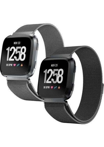 Fitbit Versa İçin Milanese Paslanmaz Çelik Kordon - Siyah