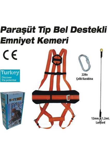 SafeSet SFP-1 Paraşüt Tip Bel Destekli Emniyet Kemeri