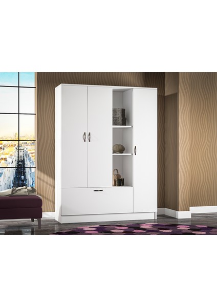 Kamer Ae1058 Melisa 4 Kapaklı Gardırop - Beyaz