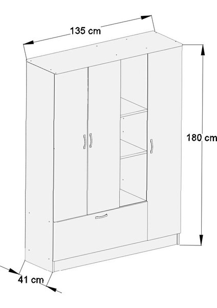 Kamer Ae1058 Melisa 4 Kapaklı Gardırop - Beyaz modelleri