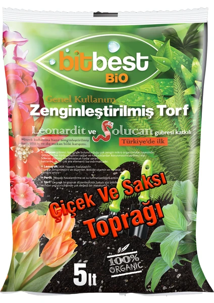 Bitbest Bio 5 Lt Bitki Ve Saksı Toprağı , Torfu Or.Gübreli 1105-1