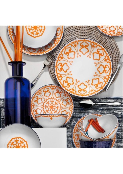 24 Parça 6 Kişilik Yemek Takımı Turuncu 5966/19 Desen