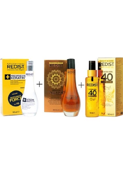 Keratin Yağı 100ml.+Argan Yağı 100ml. + 40 Yağ 150ml. SET