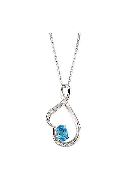 0.07 Karat Pırlanta 0.76 Karat Mavi Topaz Pırlanta Kolye GMY035