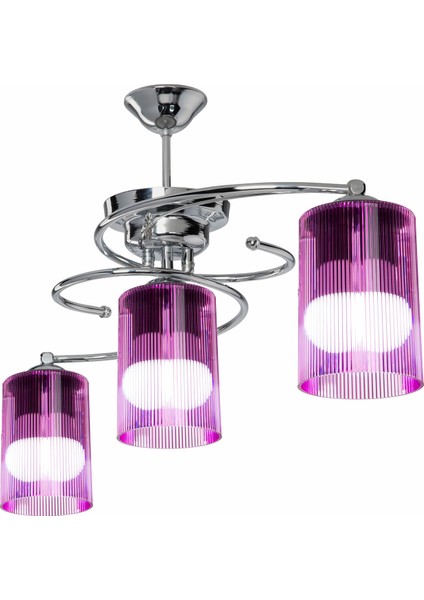 Işıl 3 Lü Avize Optik Fuşya Camlı