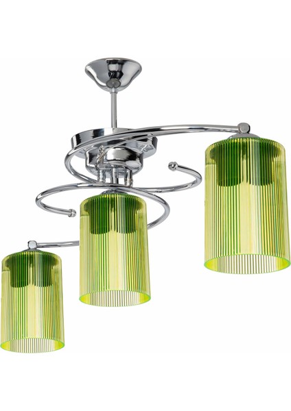 Işıl 3 Lü Avize Optik Limoni Camlı