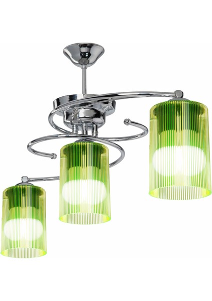 Işıl 3 Lü Avize Optik Limoni Camlı