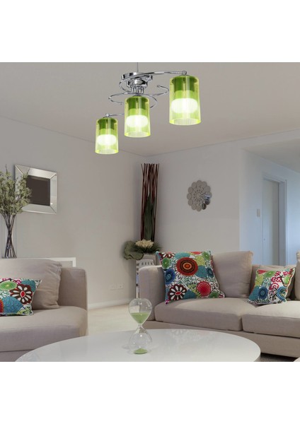 Işıl 3 Lü Avize Optik Limoni Camlı