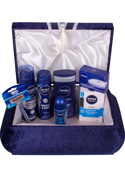 Lacivert Damat Sandıklı 8 Parça Traş Seti