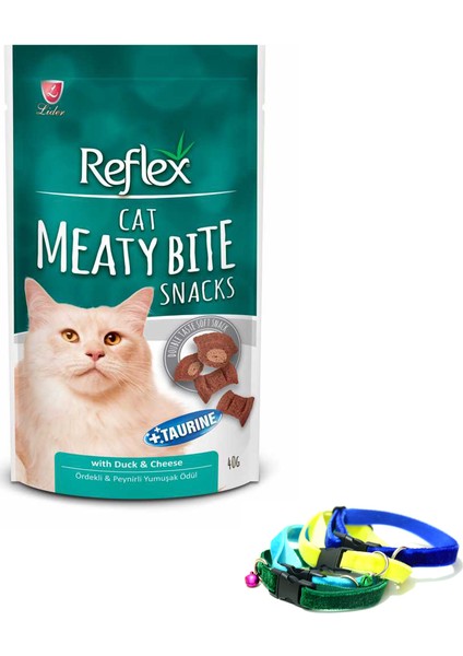 Ördekli ve Peynirli Yumuşak Kedi Ödülü 40 Gr ve Kedi Tasması