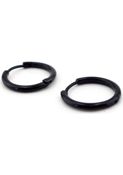 Yuvarlak Hatlı 18Mm Çap Siyah Çelik Erkek Küpe Halka E557