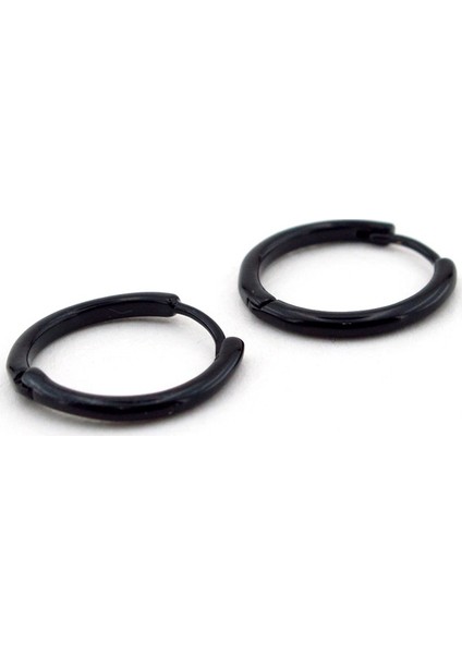 Yuvarlak Hatlı 18Mm Çap Siyah Çelik Erkek Küpe Halka E557