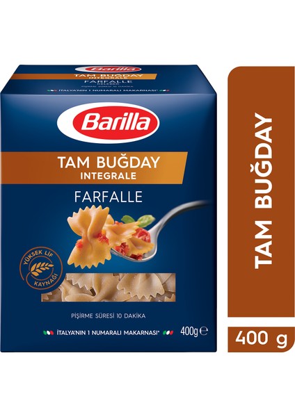 Tam Buğday Kelebek/Integrale Farfalle Makarna 400 Gr