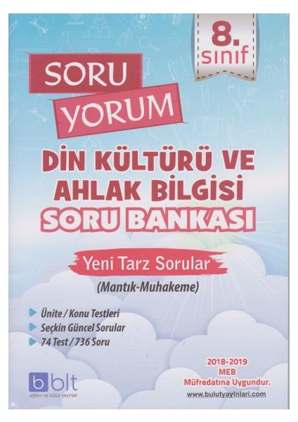 Bulut Eğitim ve Kültür Yayınları Eğitim 8. Sınıf Soru Yorum Din Kültürü ve Ahlak Bilgisi Soru Bankası