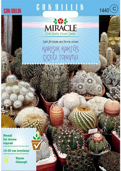 Miracle Tohum Miracle Karışık Kaktüs Bitkileri Çiçeği Tohumu (180 tohum)