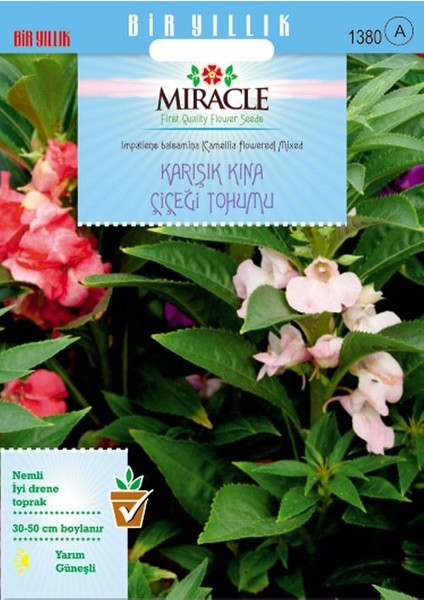 Miracle Tohum Miracle Balsamina Karışık Renkli Kına Çiçeği Tohumu (150 tohum)