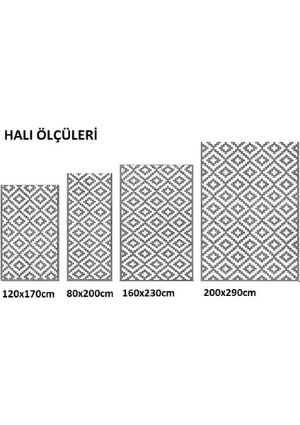 Mavi Saçaklı Baskılı Modern Kaymaz Jel Taban Halı 160 x 230 cm
